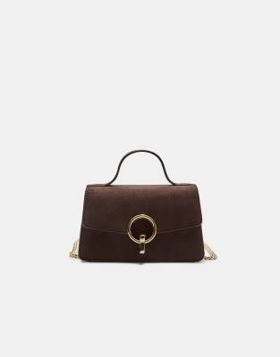 Stradivarius - Umhängetasche in Braun mit rundem Verschluss-Brown