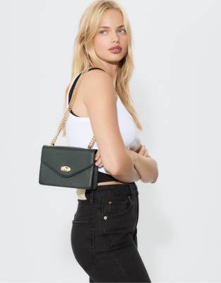 Stradivarius - Umhängetasche in Khaki mit Verschluss-Grün