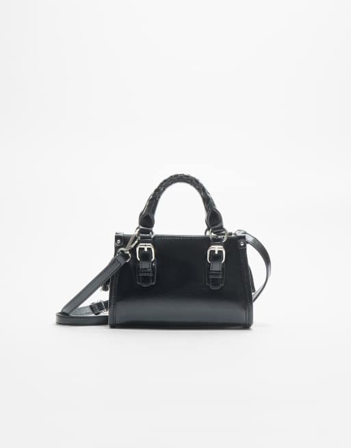 Stradivarius – Umhängetasche in Schwarz mit geflochtenen Henkeln, 4 von 4