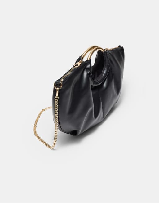 Stradivarius – Umhängetasche in Schwarz mit Metallhenkel, 3 von 4