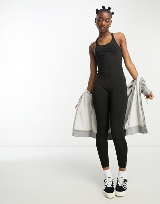 Stradivarius - Unitard met lage ronde hals in zwart 