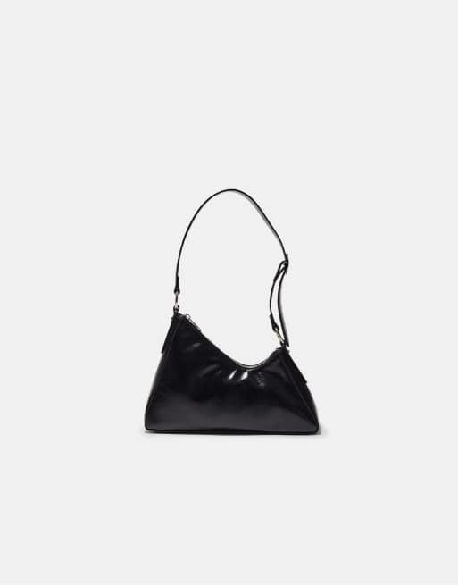 Stradivarius – Unregelmäßig geformte Mini-Schultertasche in Schwarz, 3 von 4