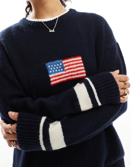 Stradivarius USA jumper in navy ASOS