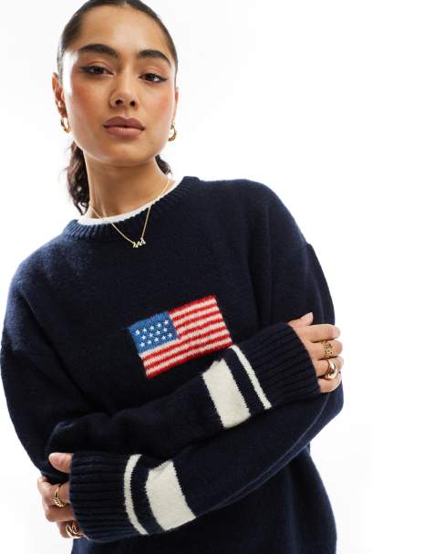 Stradivarius – USA – Pullover in Marineblau - view 1