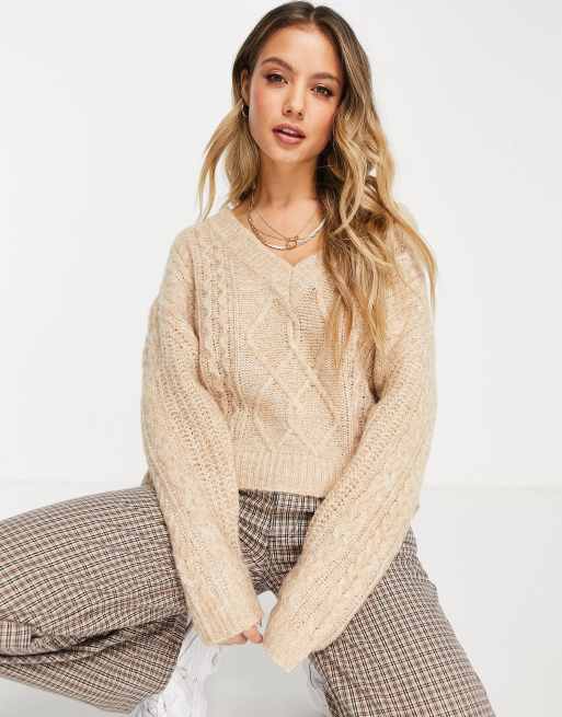 V neck 2024 beige jumper