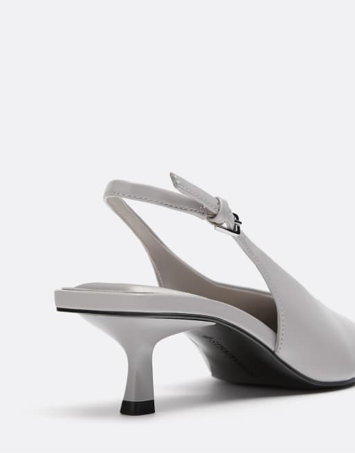 Stradivarius V-neck heeled shoes in grey, 5 of 5