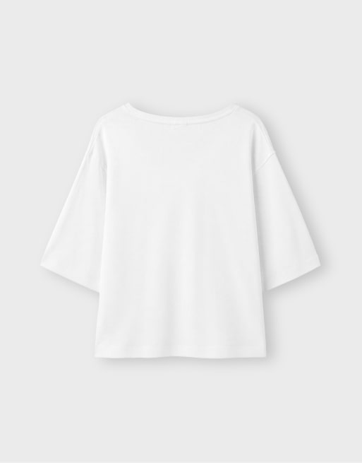 Stradivarius V-neck t-shirt in white, 7 of 7