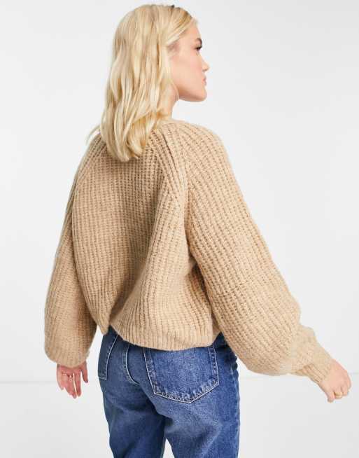 Beige v 2025 neck cardigan