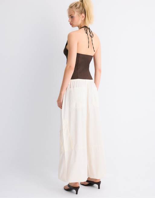 Stradivarius – Vaniljvita byxor i poplin, 4 av 4