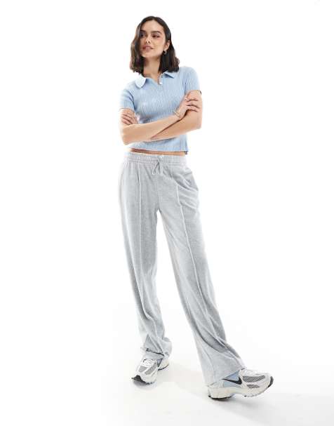 Stradivarius velour seam front sweatpants in gray - view 1