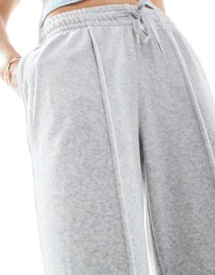 Stradivarius Velour Seam Front Sweatpants In Gray