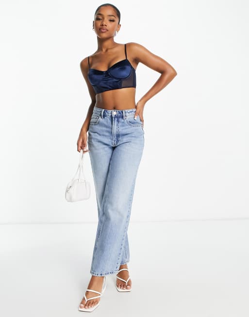 Deep Blue Velvet Corset Top –