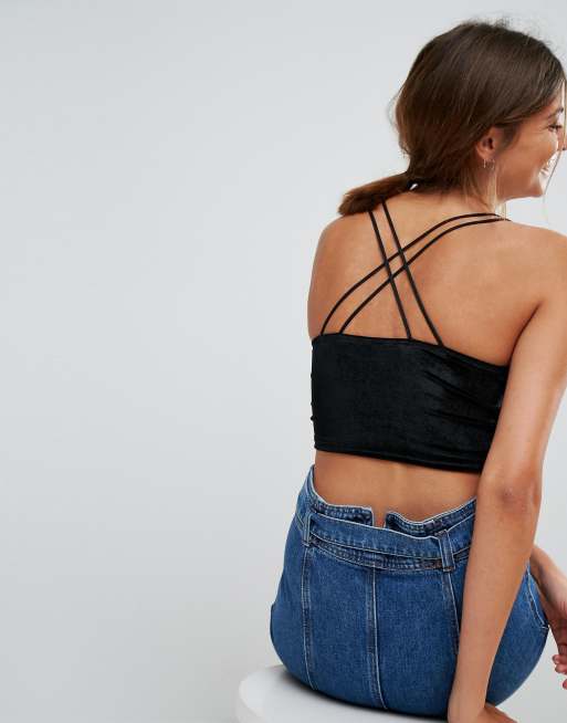 Stradivarius Velvet Multi Strap Crop Top Asos