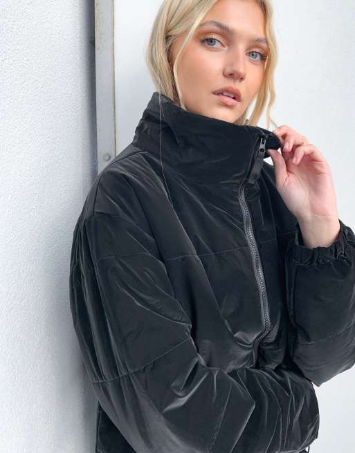 Black velvet hot sale padded coat