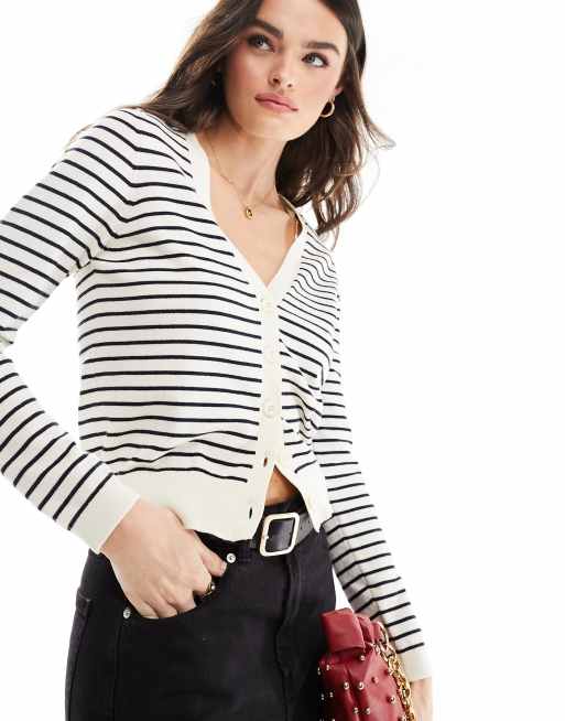 Stradivarius - Vest in vanillekleur met strepen 