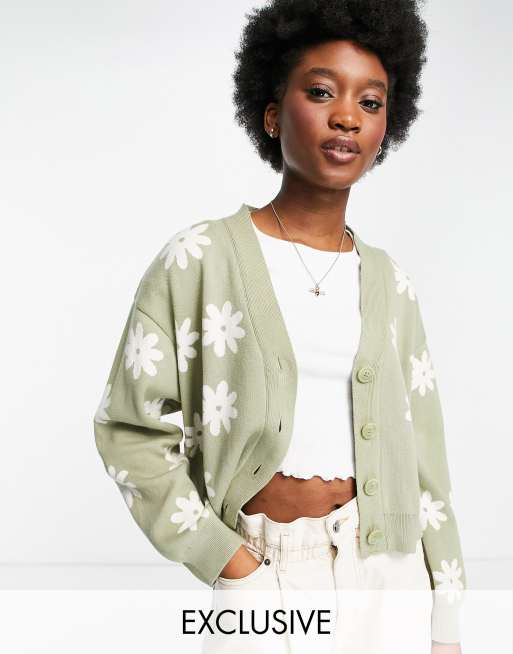 Stradivarius - Vest met madeliefjespatroon in groen