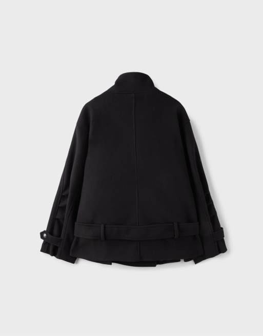 Stradivarius veste boutonnée à col montant noire, 7 de 7