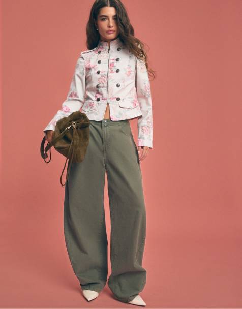 Stradivarius veste boutonnée à imprimé fleuri écru - view 1