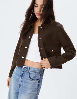 Stradivarius - Veste courte et douce - Marron-Brown