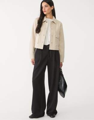 Stradivarius - Veste courte souple - Écru - view 1