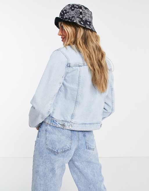 Stradivarius - Veste en denim de coton - Bleu clair - MBLUE, 2 de 4