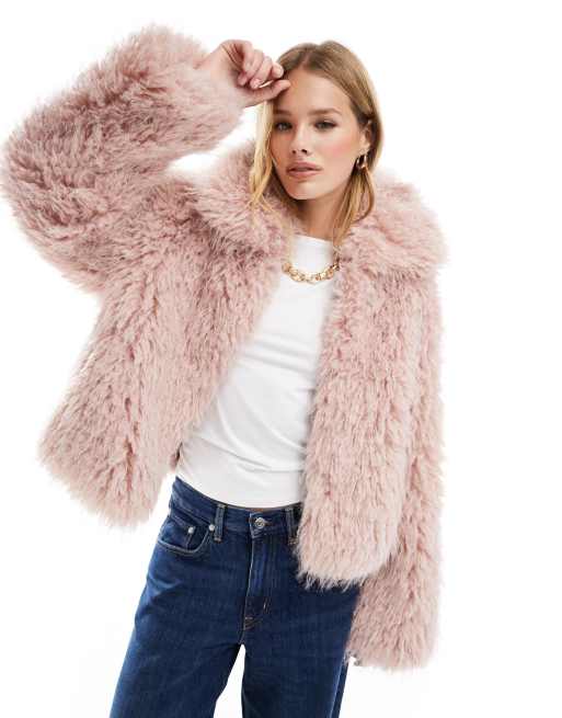 Stradivarius - Veste en fausse fourrure - Rose pâle, 3 de 4