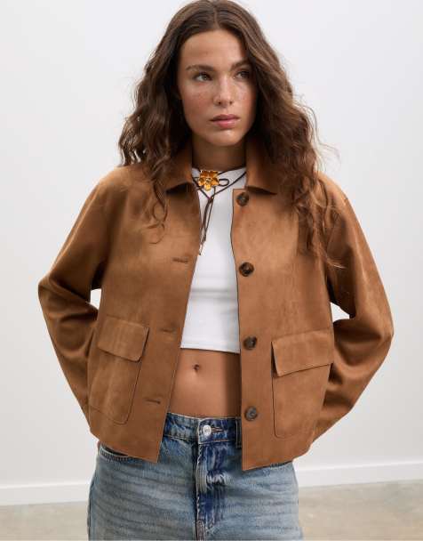 Stradivarius - Veste en imitation daim avec poches - Camel - view 1
