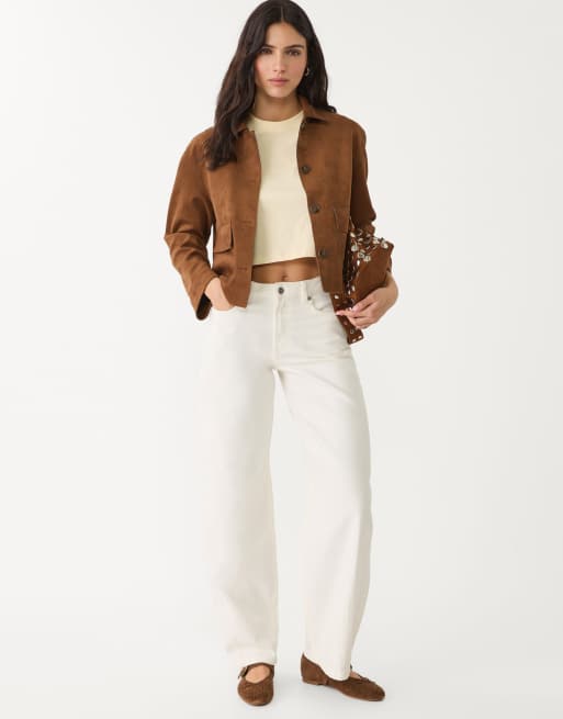 Stradivarius - Veste en imitation daim avec poches - Marron, 2 de 4