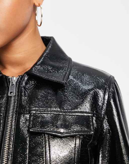 Veste vinyl noir femme new arrivals