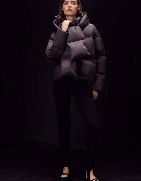 Stradivarius veste matelassée avec écharpe marron - view 1