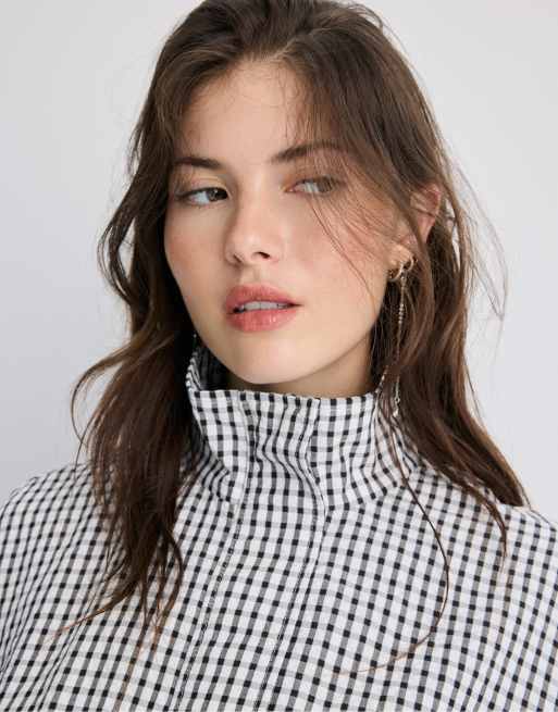 Stradivarius veste oversize à carreaux noire, 3 de 7