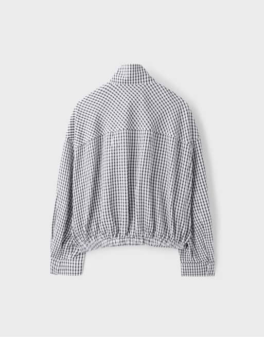 Stradivarius veste oversize à carreaux noire, 7 de 7