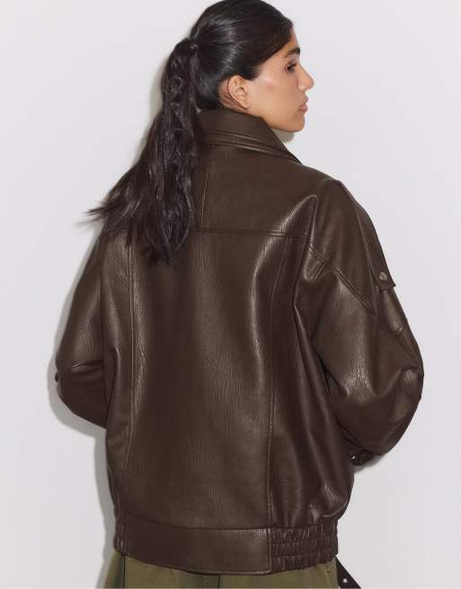 Stradivarius veste oversize à col marron, 4 de 7