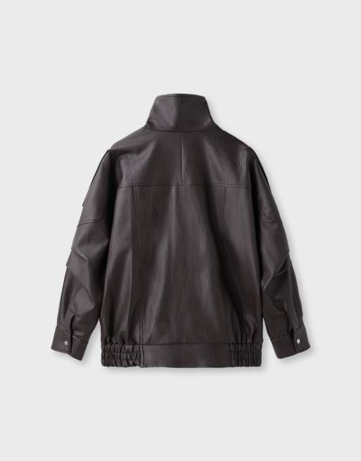Stradivarius veste oversize à col marron, 7 de 7