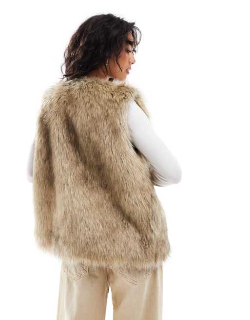 Fausse Fourrure Manteau Sans Col Femme Stradivarius Veste Sans