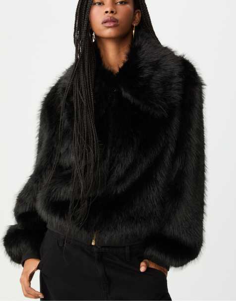 Stradivarius - Veste zippée en fausse fourrure - Noir - view 1
