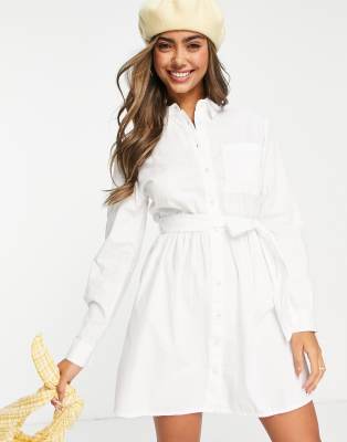 Stradivarius - Vestito chemisier in popeline bianco