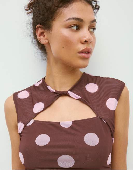 Stradivarius - Vestito corto rosa pastello con nodo stile qipao, 3 di 3