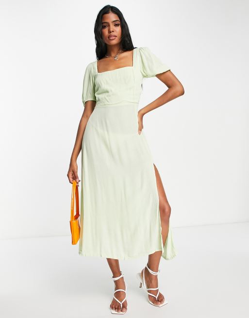 Stradivarius - Vestito da giorno midi color salvia