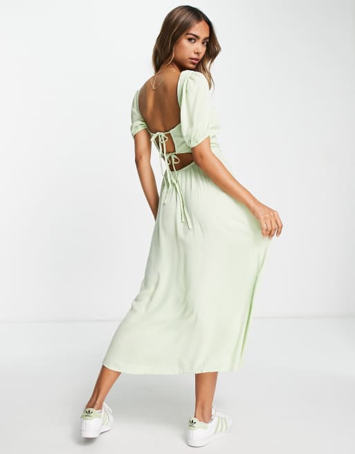 Stradivarius Vestito da giorno midi color salvia