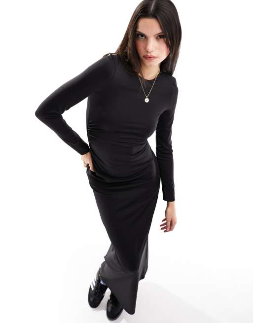 Stradivarius Vestito lungo modellante nero