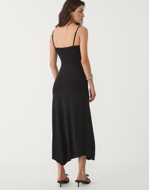 Stradivarius - Vestito lungo nero con pizzo, 3 di 4