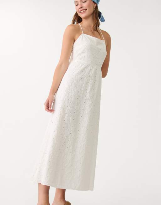 Stradivarius - Vestito midi bianco con ricamo, 3 di 3