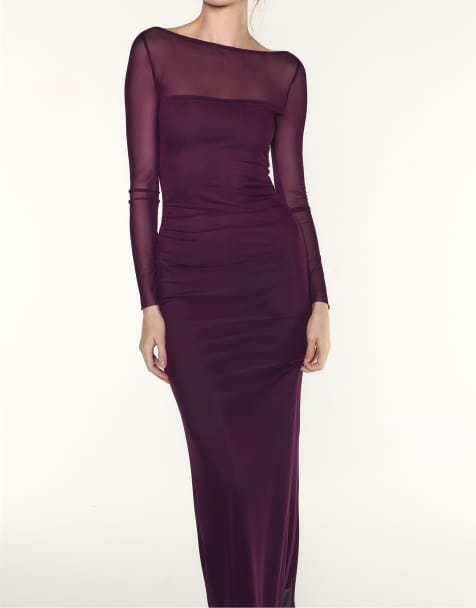 Stradivarius vestito midi con schiena scoperta viola - view 1
