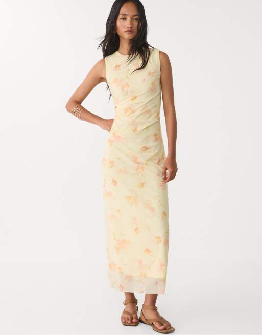 Stradivarius - Vestito midi in tulle color oro