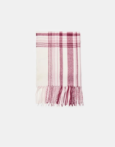 Stradivarius – Vinröd, rutig halsduk - view 1