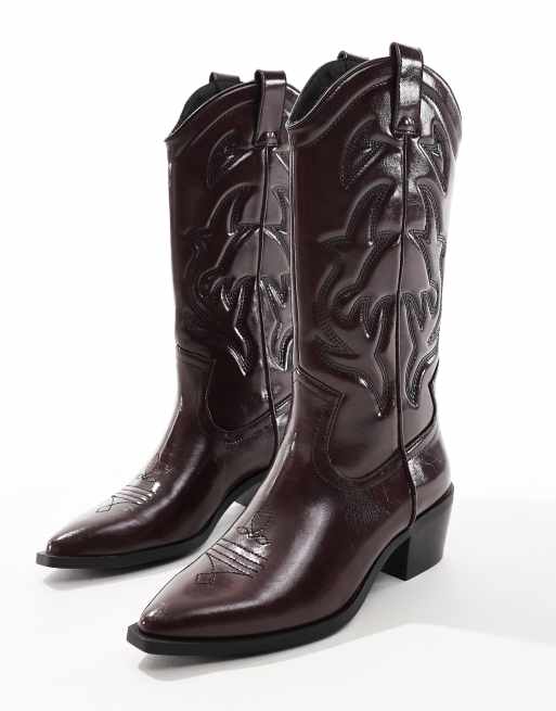 Stradivarius – Vinröda cowboyboots, 4 av 4