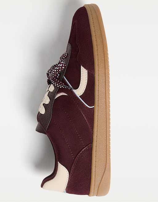 Stradivarius – Vinröda sneakers med gummisula i retrostil, 3 av 4