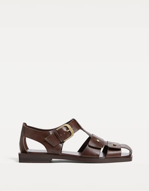 Stradivarius - Visserssandalen in bruin - view 1