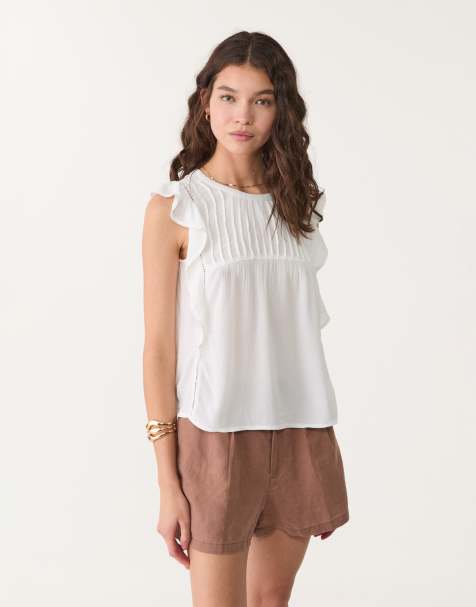 Stradivarius – Vit blus med volang - view 1